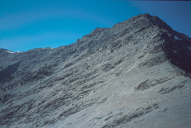 The northwest end of the ridge (i.e., right-hand side)