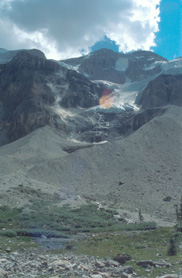 View to the glacier's toe from the plateau