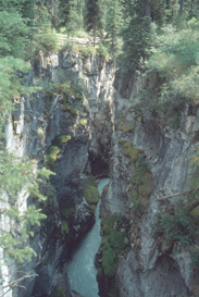 A look into the canyon from a bridge