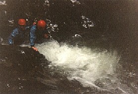 Walking through running water